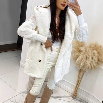 Women's Plush Loose Hooded Coat