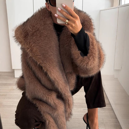 Solid Color Plush Coat Fur Women's Clothing